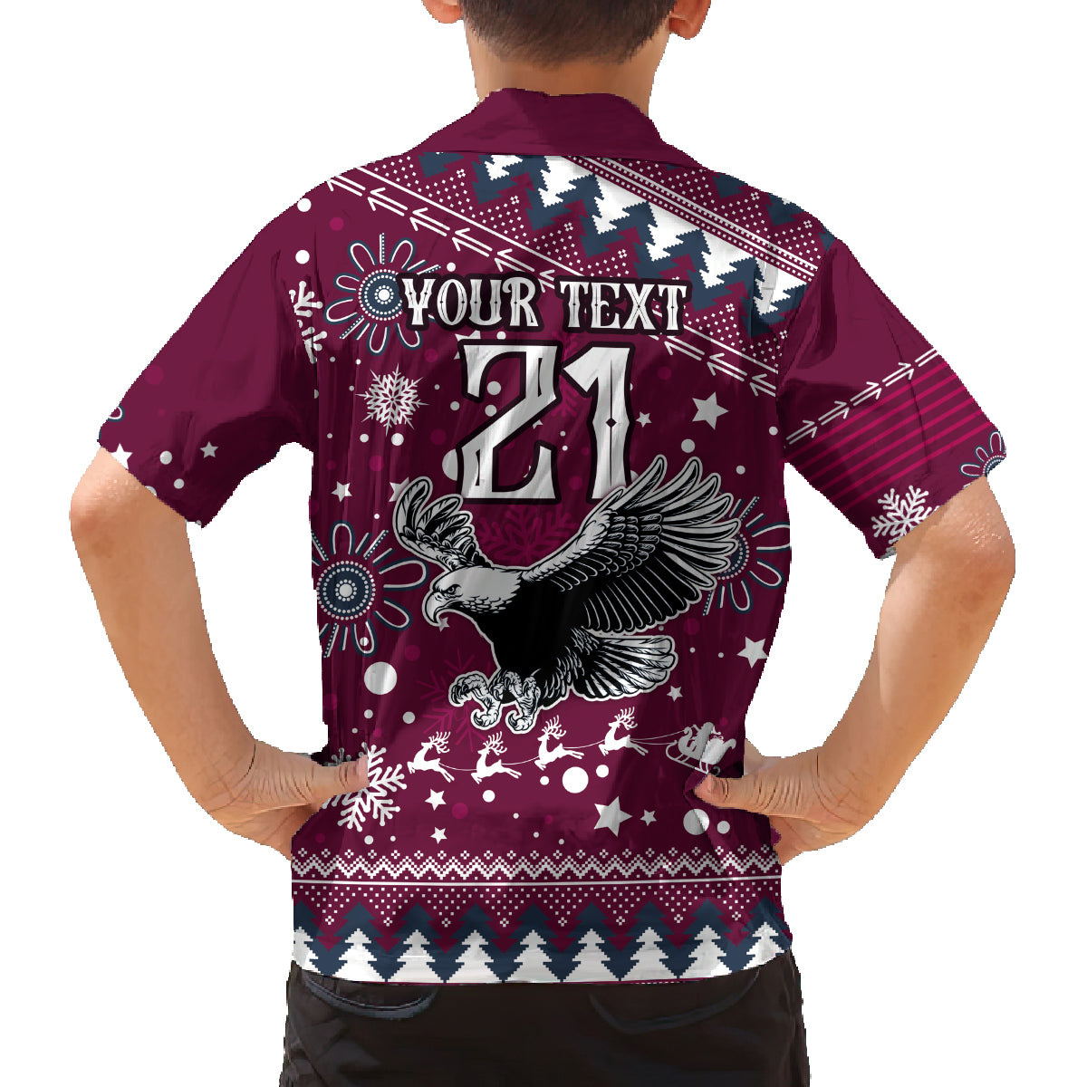 custom-sea-eagles-rugby-family-matching-off-shoulder-short-dress-and-hawaiian-shirt-manly-boys-victory-2023-christmas-vibe