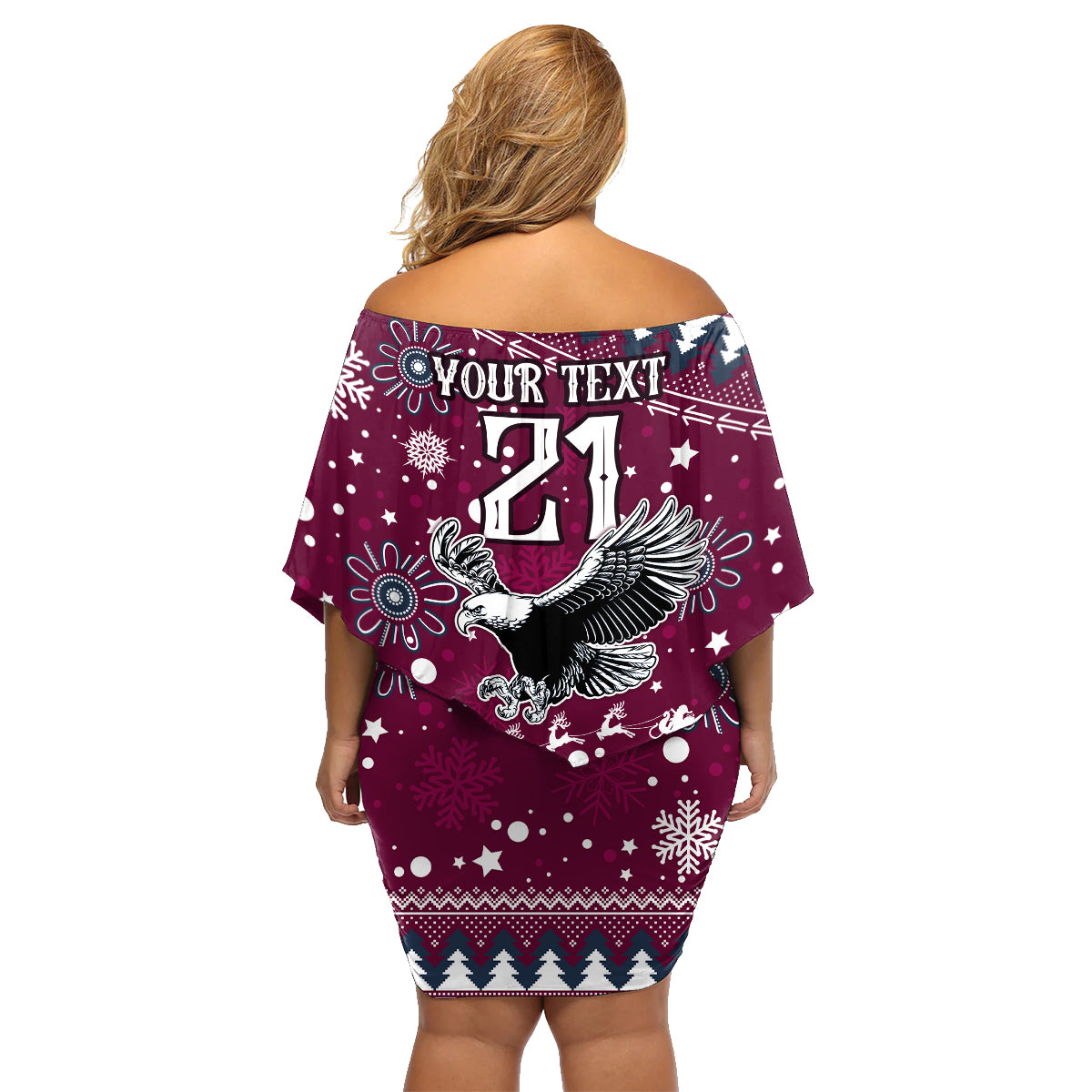 custom-sea-eagles-rugby-family-matching-off-shoulder-short-dress-and-hawaiian-shirt-manly-boys-victory-2023-christmas-vibe