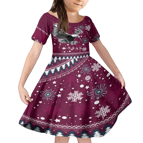 custom-sea-eagles-rugby-kid-short-sleeve-dress-manly-boys-victory-2023-christmas-vibe