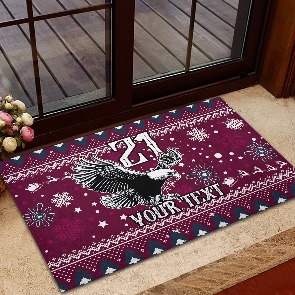custom-sea-eagles-rugby-rubber-doormat-manly-boys-victory-2023-christmas-vibe