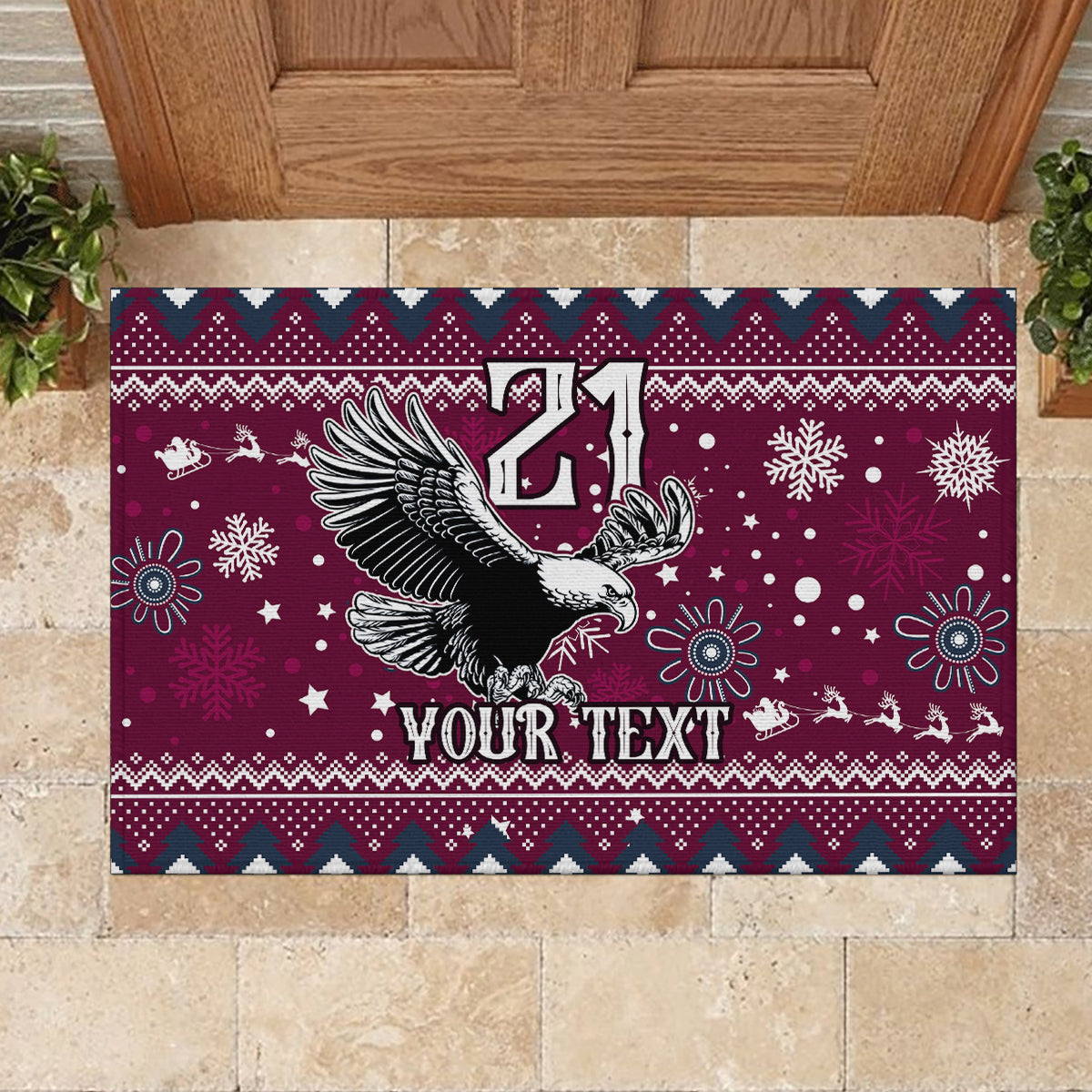 custom-sea-eagles-rugby-rubber-doormat-manly-boys-victory-2023-christmas-vibe