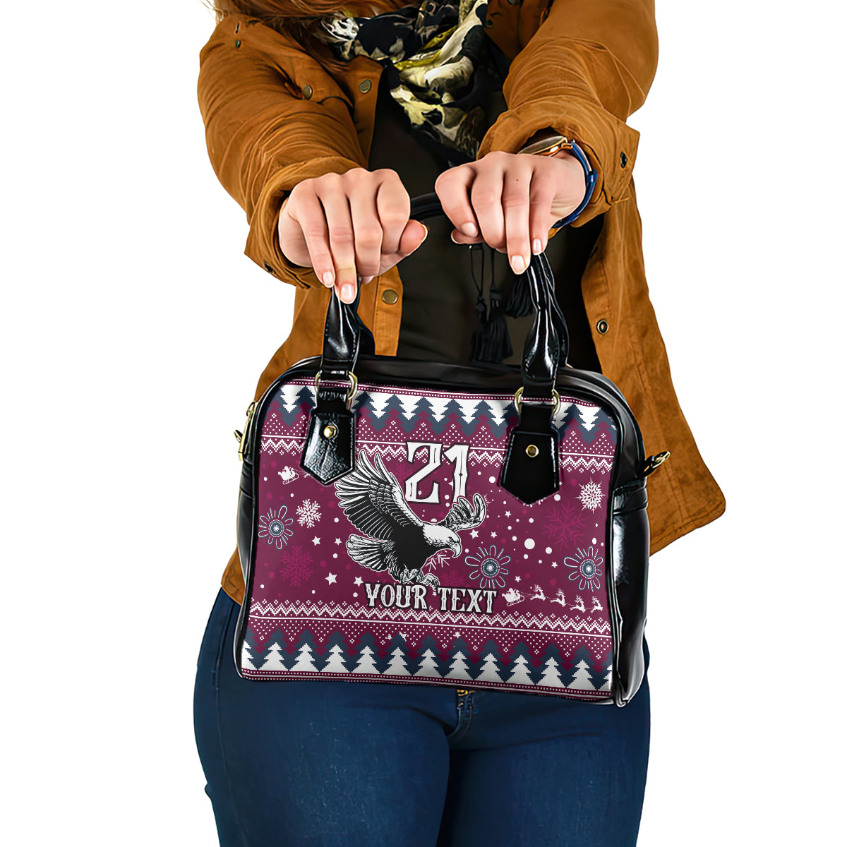 custom-sea-eagles-rugby-shoulder-handbag-manly-boys-victory-2023-christmas-vibe