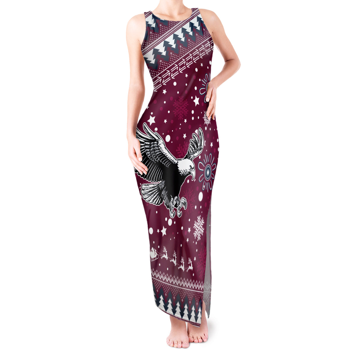 custom-sea-eagles-rugby-tank-maxi-dress-manly-boys-victory-2023-christmas-vibe