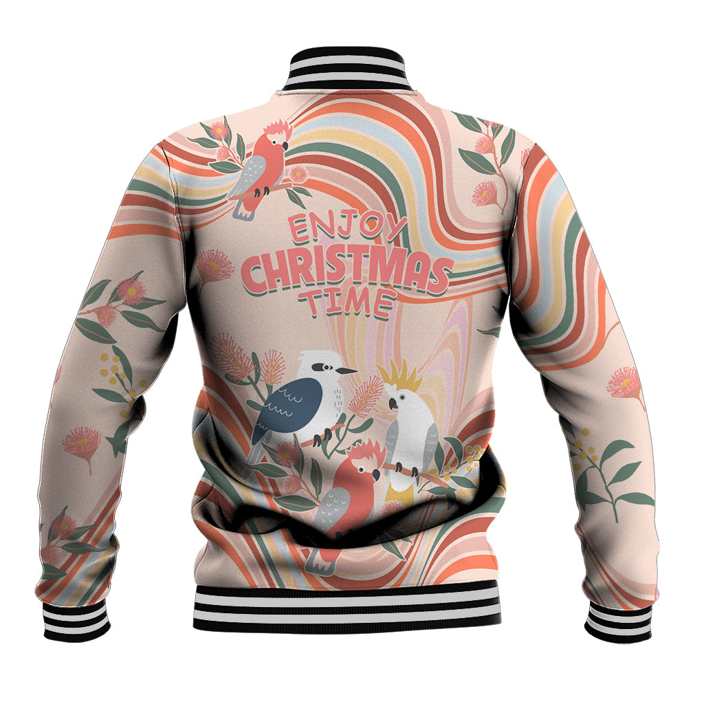 australia-hippie-christmas-baseball-jacket-cockatoo-kookaburra-with-wattle-pink-peach-style