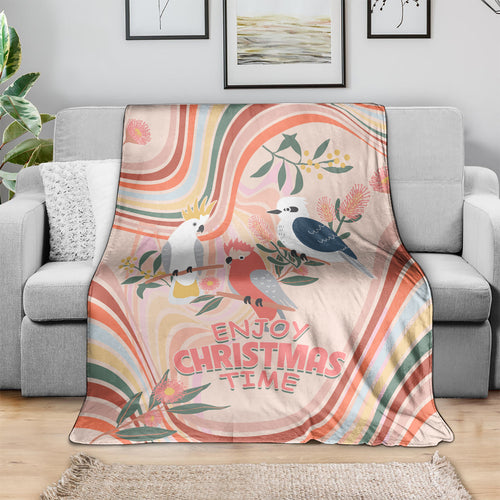 australia-hippie-christmas-blanket-cockatoo-kookaburra-with-wattle-pink-peach-style