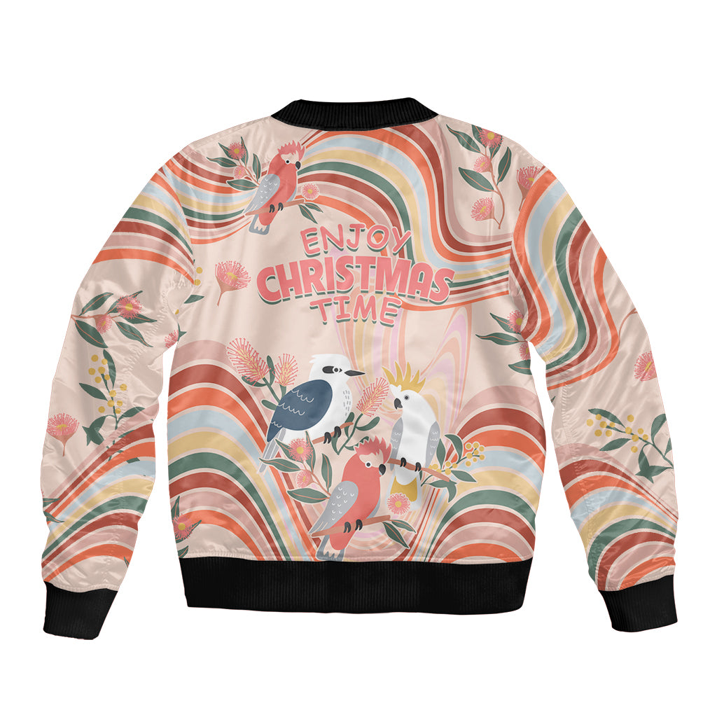australia-hippie-christmas-bomber-jacket-cockatoo-kookaburra-with-wattle-pink-peach-style