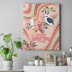 australia-hippie-christmas-canvas-wall-art-cockatoo-kookaburra-with-wattle-pink-peach-style