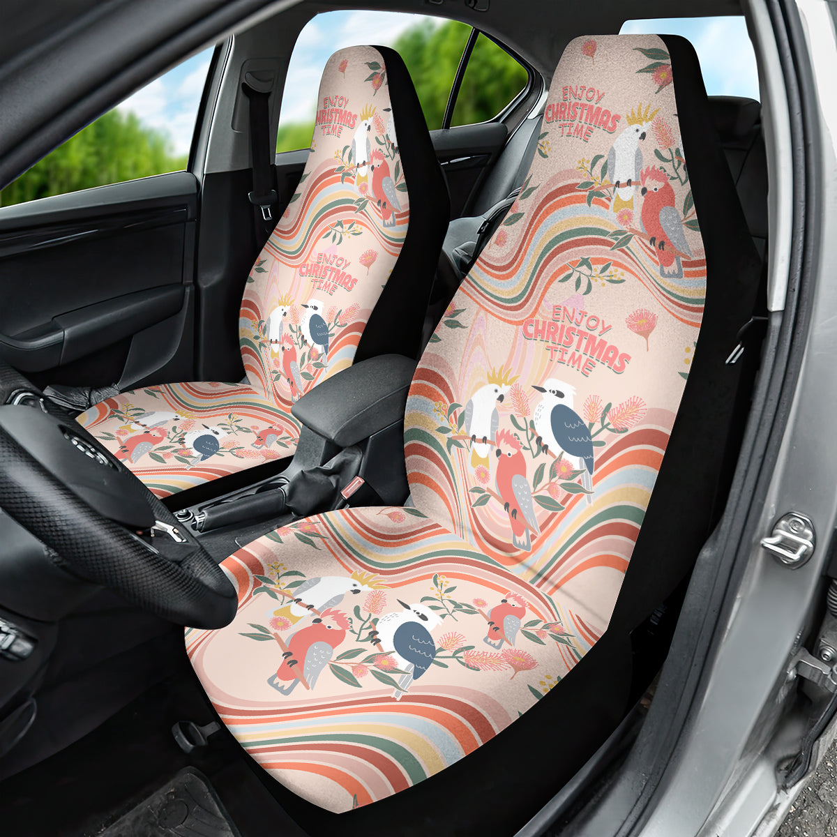 australia-hippie-christmas-car-seat-cover-cockatoo-kookaburra-with-wattle-pink-peach-style