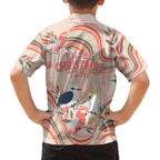 australia-hippie-christmas-family-matching-off-shoulder-maxi-dress-and-hawaiian-shirt-cockatoo-kookaburra-with-wattle-pink-peach-style