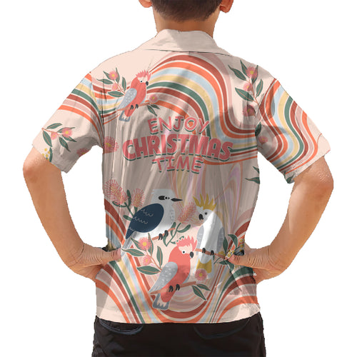 australia-hippie-christmas-hawaiian-shirt-cockatoo-kookaburra-with-wattle-pink-peach-style