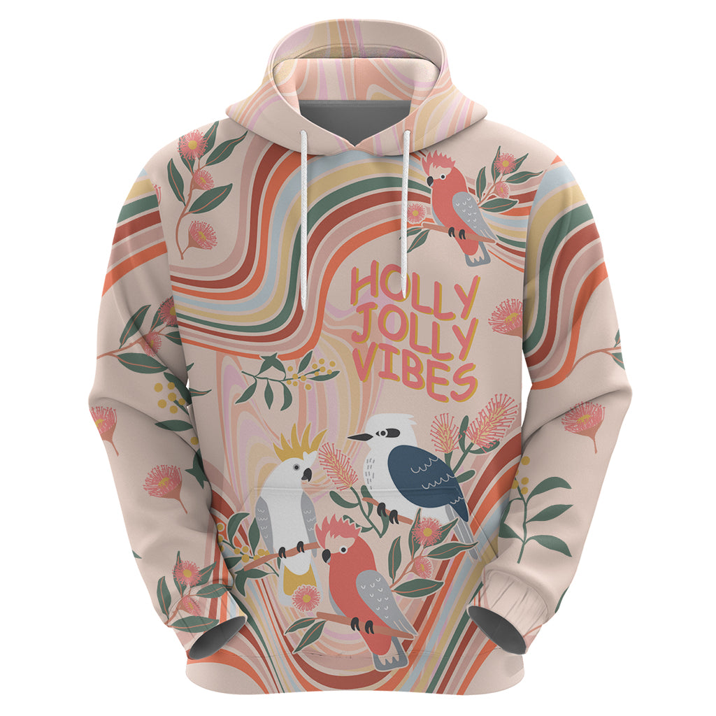 australia-hippie-christmas-hoodie-cockatoo-kookaburra-with-wattle-pink-peach-style