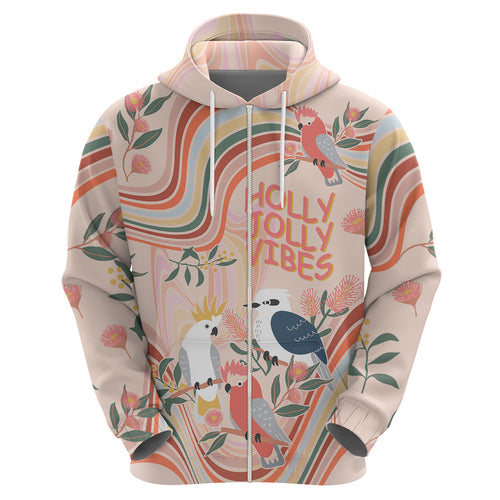 australia-hippie-christmas-hoodie-cockatoo-kookaburra-with-wattle-pink-peach-style
