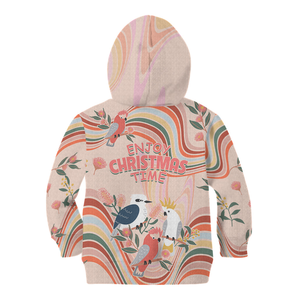 australia-hippie-christmas-kid-hoodie-cockatoo-kookaburra-with-wattle-pink-peach-style
