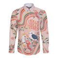 australia-hippie-christmas-long-sleeve-button-shirt-cockatoo-kookaburra-with-wattle-pink-peach-style