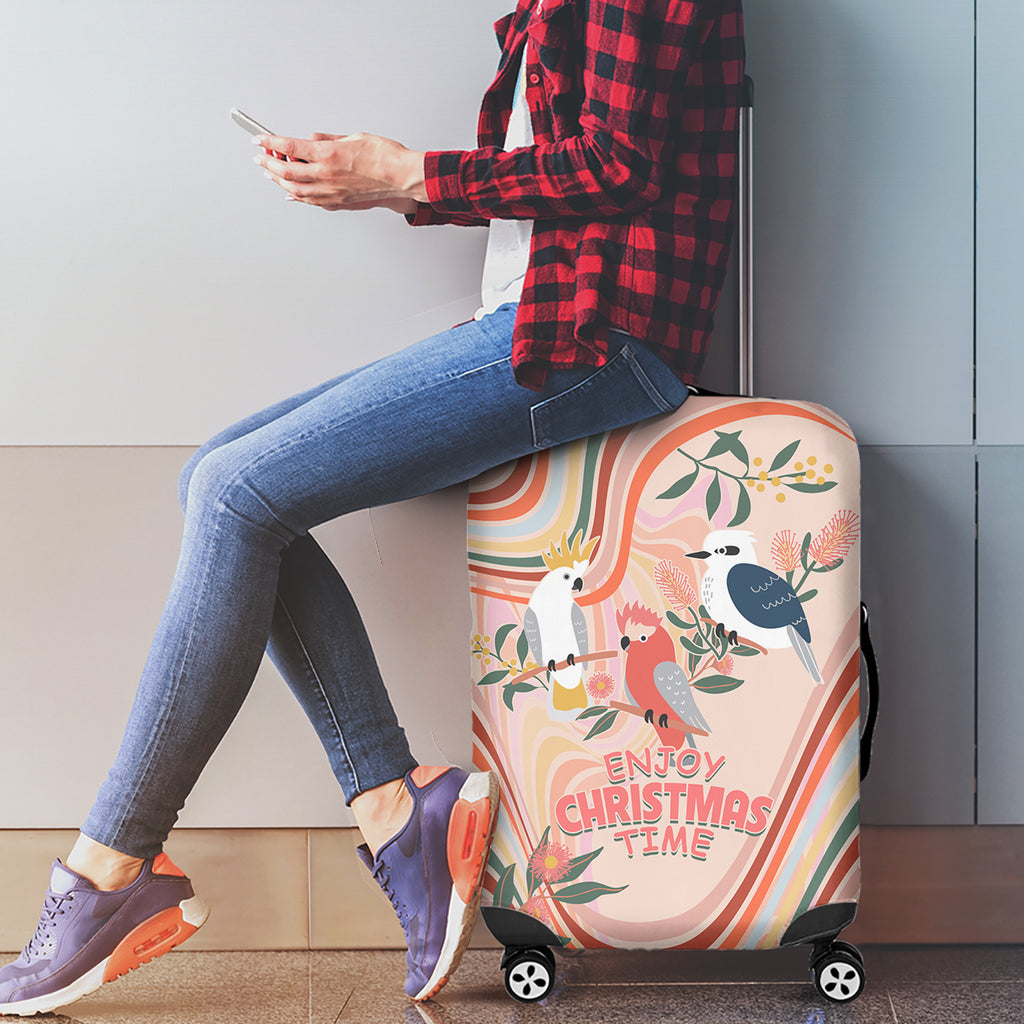 australia-hippie-christmas-luggage-cover-cockatoo-kookaburra-with-wattle-pink-peach-style