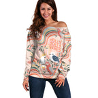 australia-hippie-christmas-off-shoulder-sweater-cockatoo-kookaburra-with-wattle-pink-peach-style