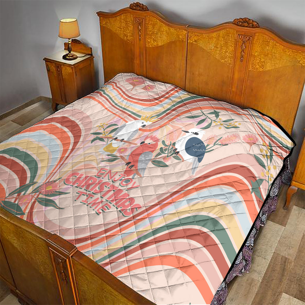 australia-hippie-christmas-quilt-cockatoo-kookaburra-with-wattle-pink-peach-style