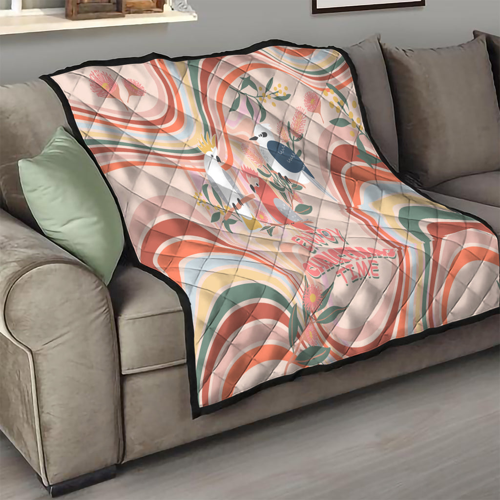 australia-hippie-christmas-quilt-cockatoo-kookaburra-with-wattle-pink-peach-style