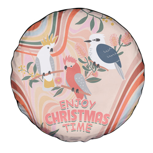 australia-hippie-christmas-spare-tire-cover-cockatoo-kookaburra-with-wattle-pink-peach-style