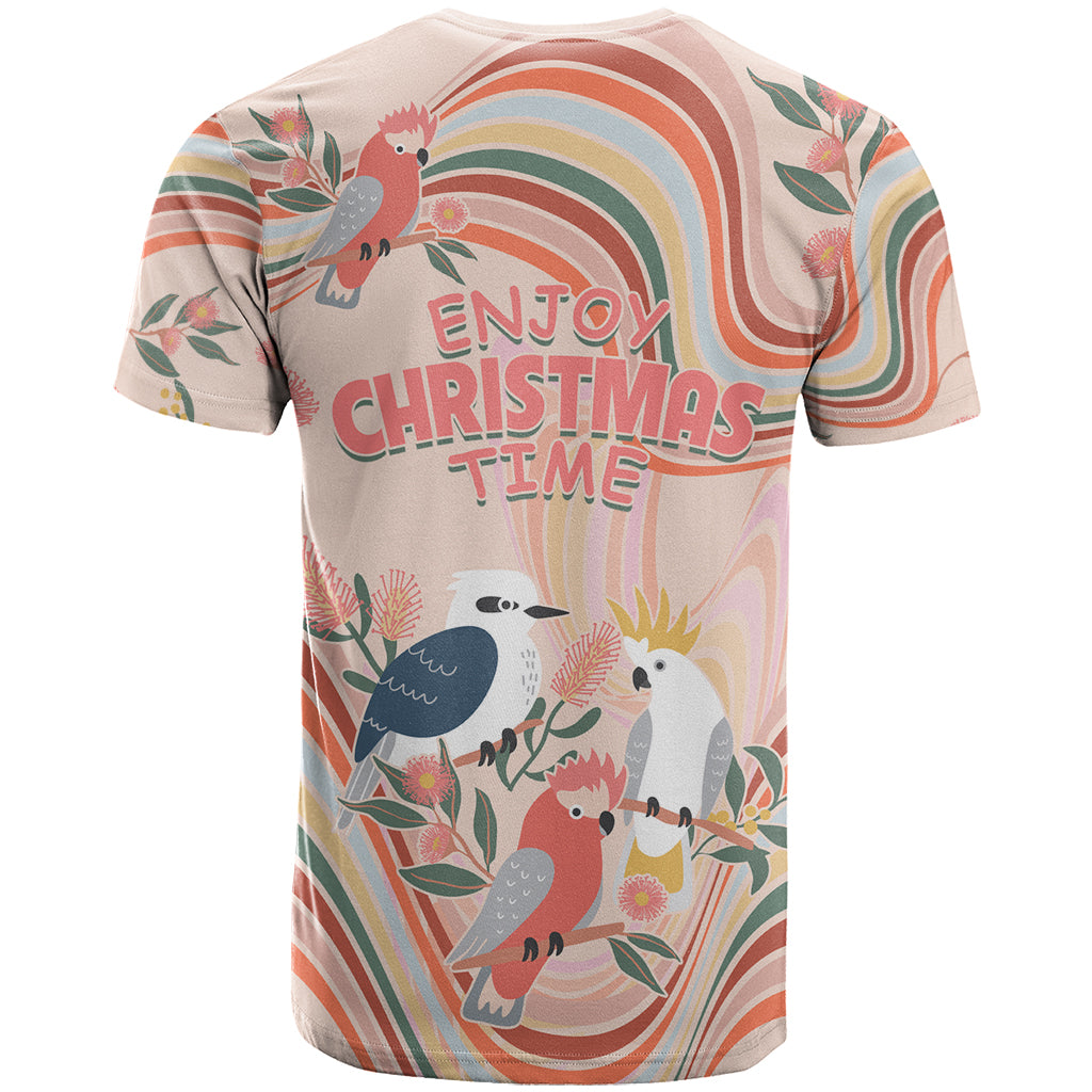 australia-hippie-christmas-t-shirt-cockatoo-kookaburra-with-wattle-pink-peach-style