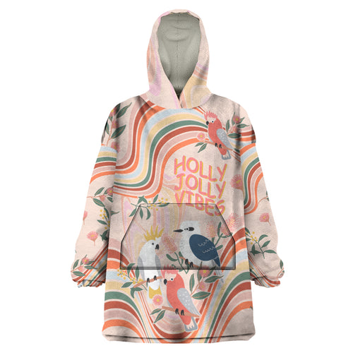 australia-hippie-christmas-wearable-blanket-hoodie-cockatoo-kookaburra-with-wattle-pink-peach-style