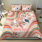 personalised-australia-hippie-christmas-bedding-set-cockatoo-kookaburra-with-wattle-pink-peach-style