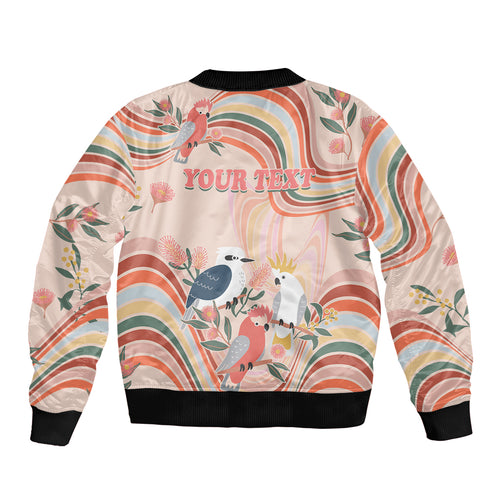 personalised-australia-hippie-christmas-bomber-jacket-cockatoo-kookaburra-with-wattle-pink-peach-style