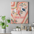 personalised-australia-hippie-christmas-canvas-wall-art-cockatoo-kookaburra-with-wattle-pink-peach-style