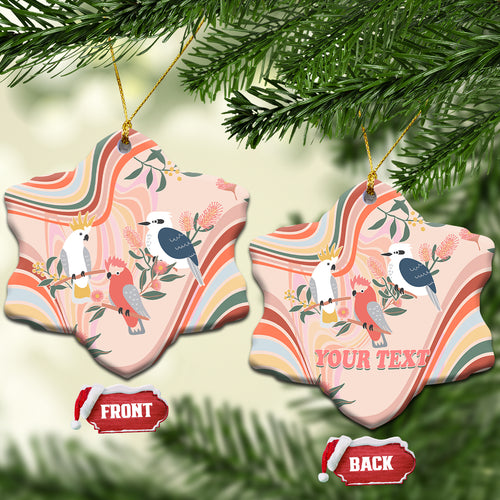 personalised-australia-hippie-christmas-ceramic-ornament-cockatoo-kookaburra-with-wattle-pink-peach-style