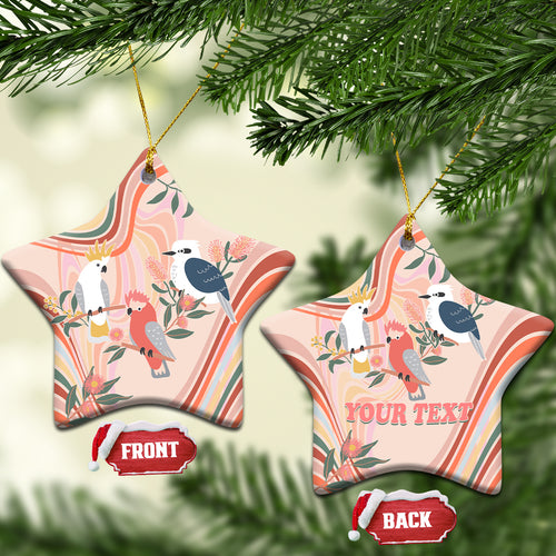 personalised-australia-hippie-christmas-ceramic-ornament-cockatoo-kookaburra-with-wattle-pink-peach-style