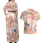 personalised-australia-hippie-christmas-couples-matching-off-shoulder-maxi-dress-and-hawaiian-shirt-cockatoo-kookaburra-with-wattle-pink-peach-style