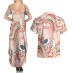 personalised-australia-hippie-christmas-couples-matching-summer-maxi-dress-and-hawaiian-shirt-cockatoo-kookaburra-with-wattle-pink-peach-style