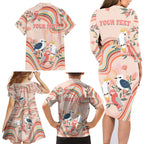 personalised-australia-hippie-christmas-family-matching-long-sleeve-bodycon-dress-and-hawaiian-shirt-cockatoo-kookaburra-with-wattle-pink-peach-style