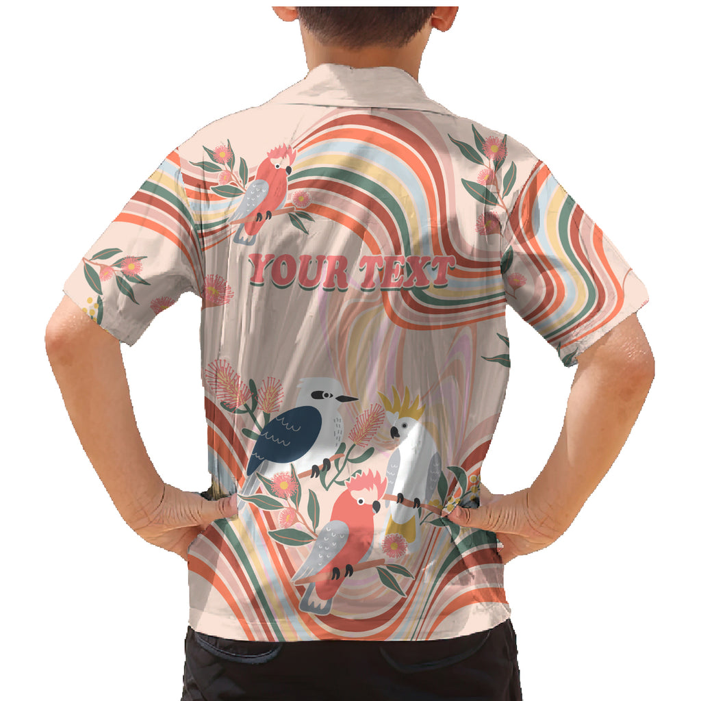 personalised-australia-hippie-christmas-family-matching-mermaid-dress-and-hawaiian-shirt-cockatoo-kookaburra-with-wattle-pink-peach-style
