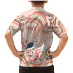 personalised-australia-hippie-christmas-family-matching-mermaid-dress-and-hawaiian-shirt-cockatoo-kookaburra-with-wattle-pink-peach-style