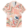 personalised-australia-hippie-christmas-family-matching-mermaid-dress-and-hawaiian-shirt-cockatoo-kookaburra-with-wattle-pink-peach-style