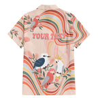 personalised-australia-hippie-christmas-family-matching-mermaid-dress-and-hawaiian-shirt-cockatoo-kookaburra-with-wattle-pink-peach-style