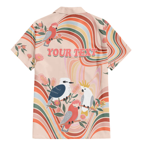 personalised-australia-hippie-christmas-family-matching-mermaid-dress-and-hawaiian-shirt-cockatoo-kookaburra-with-wattle-pink-peach-style