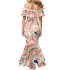 personalised-australia-hippie-christmas-family-matching-mermaid-dress-and-hawaiian-shirt-cockatoo-kookaburra-with-wattle-pink-peach-style
