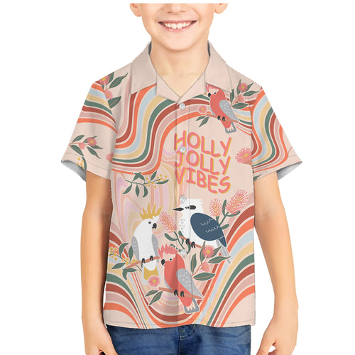 personalised-australia-hippie-christmas-family-matching-mermaid-dress-and-hawaiian-shirt-cockatoo-kookaburra-with-wattle-pink-peach-style