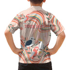 personalised-australia-hippie-christmas-family-matching-off-shoulder-long-sleeve-dress-and-hawaiian-shirt-cockatoo-kookaburra-with-wattle-pink-peach-style