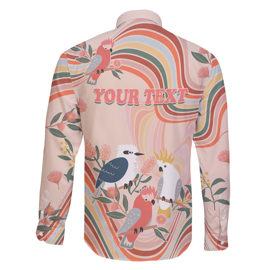 personalised-australia-hippie-christmas-family-matching-puletasi-dress-and-hawaiian-shirt-cockatoo-kookaburra-with-wattle-pink-peach-style