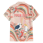 personalised-australia-hippie-christmas-family-matching-short-sleeve-bodycon-dress-and-hawaiian-shirt-cockatoo-kookaburra-with-wattle-pink-peach-style