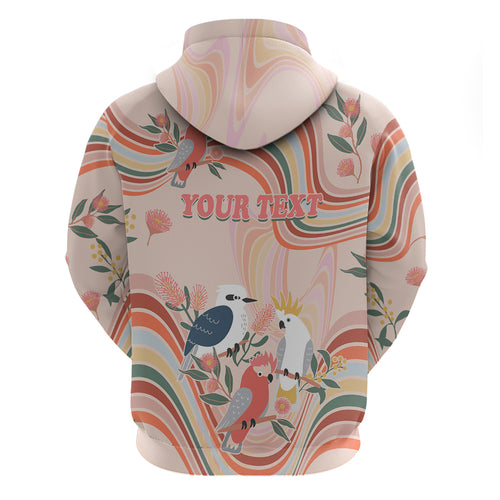 personalised-australia-hippie-christmas-hoodie-cockatoo-kookaburra-with-wattle-pink-peach-style