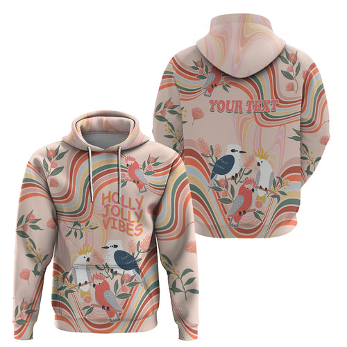 personalised-australia-hippie-christmas-hoodie-cockatoo-kookaburra-with-wattle-pink-peach-style