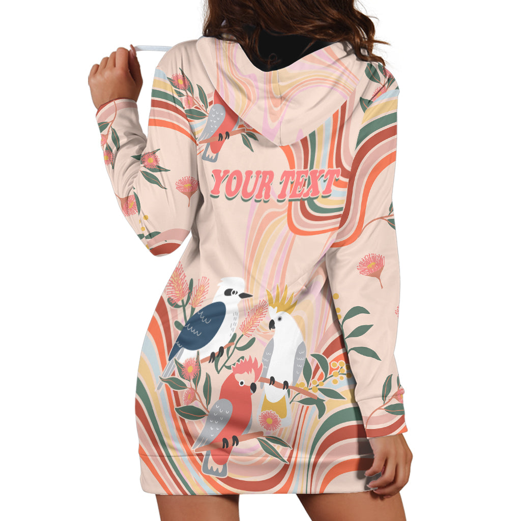 personalised-australia-hippie-christmas-hoodie-dress-cockatoo-kookaburra-with-wattle-pink-peach-style