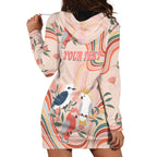 personalised-australia-hippie-christmas-hoodie-dress-cockatoo-kookaburra-with-wattle-pink-peach-style