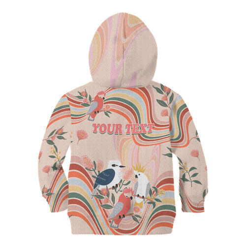 personalised-australia-hippie-christmas-kid-hoodie-cockatoo-kookaburra-with-wattle-pink-peach-style