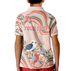 personalised-australia-hippie-christmas-kid-polo-shirt-cockatoo-kookaburra-with-wattle-pink-peach-style