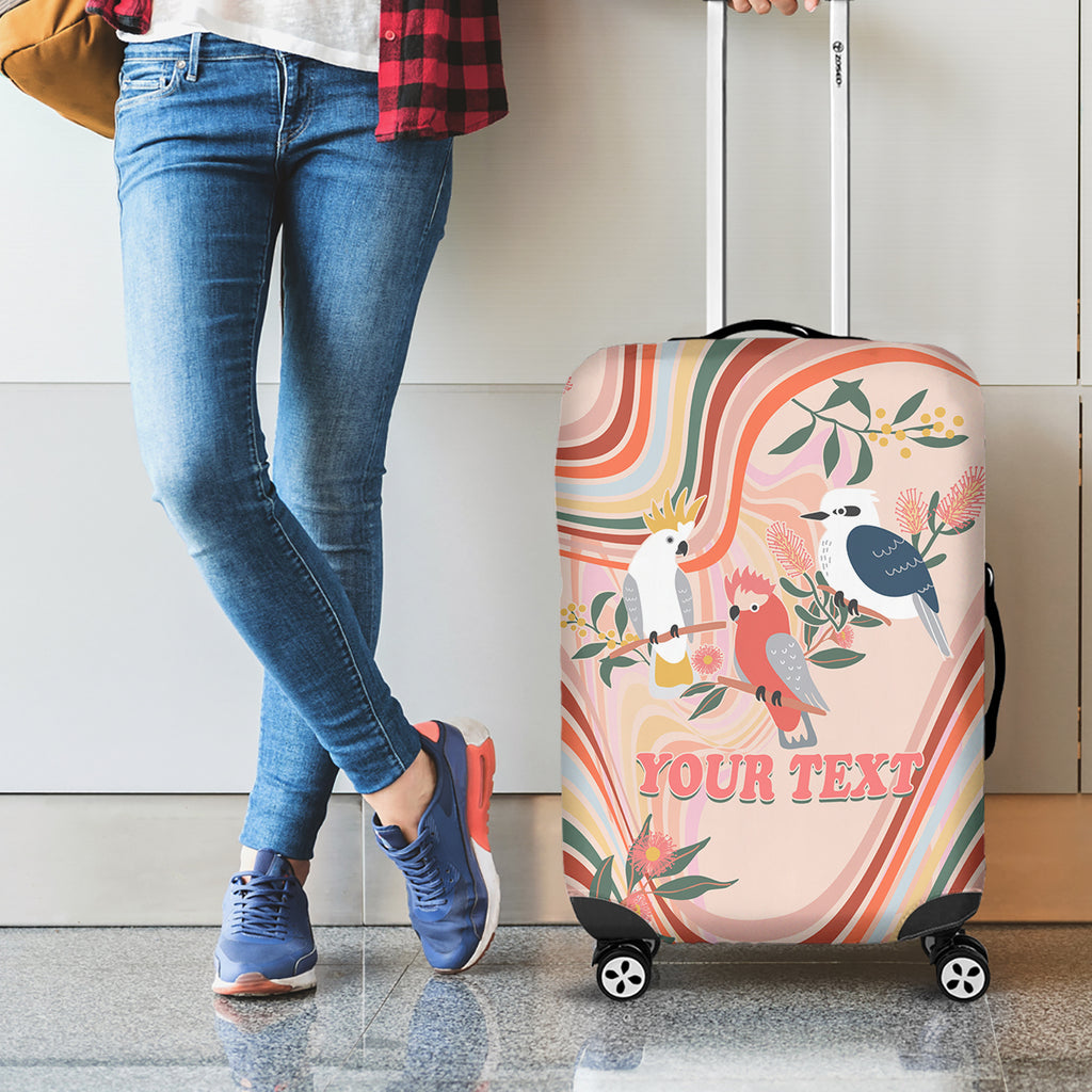 personalised-australia-hippie-christmas-luggage-cover-cockatoo-kookaburra-with-wattle-pink-peach-style